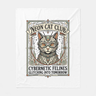 Neon-Katzenclub-Katze-Cyberpunk-Vintage-Vektor-Art Fleecedecke