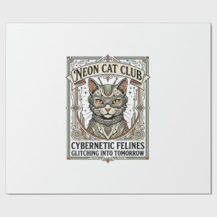 Neon-Katzenclub-Katze Cyberpunk Vintage-Vektor-Art Geschenkpapier