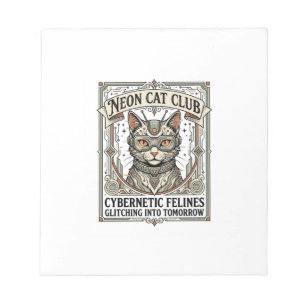 Neon-Katzenclub-Katze Cyberpunk Vintage-Vektor-Art Notizblock