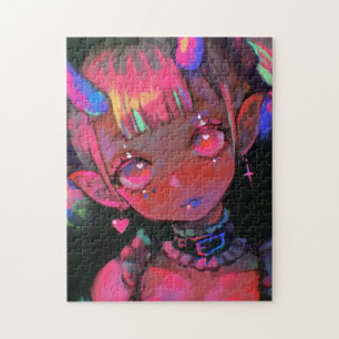 Neon Kawaii Dämonen Mädchen Pastell Goth