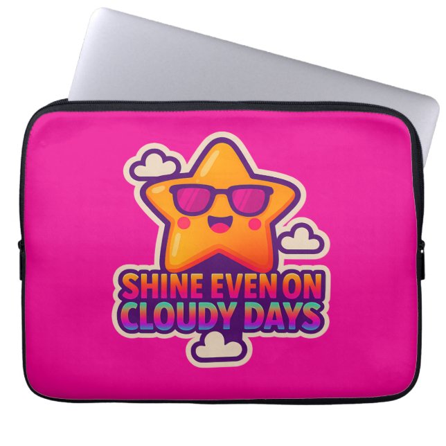 Neon Kawaii Star - "Shine Even on Cloudy Days" Laptopschutzhülle (Vorderseite)