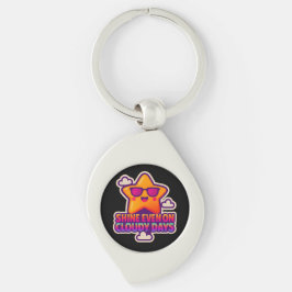 Neon Kawaii Star - "Shine Even on Cloudy Days" Schlüsselanhänger