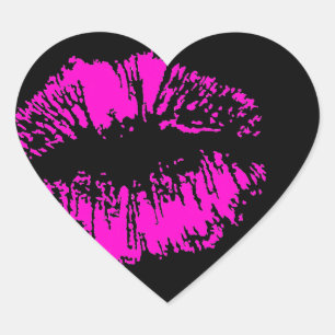 Neon Kiss im Schwarzen Herzen Herz-Aufkleber