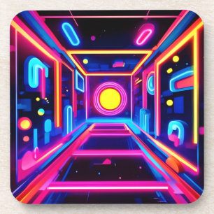 Neon-Korridor: Eine digitale Odyssee Getränkeuntersetzer