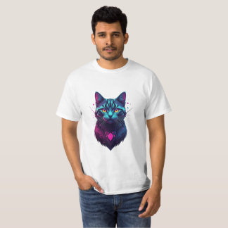 Neon-Kosmik-Katzen-Illustration T-Shirt