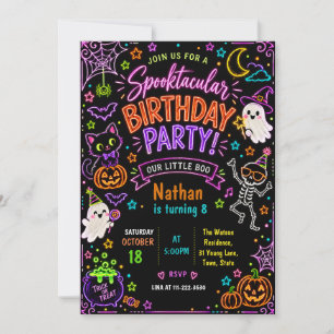 Neon-Kreide-Halloween-Geburtstagsfeier Einladung
