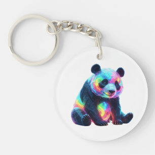 Neon-Kristall-Panda Schlüsselanhänger