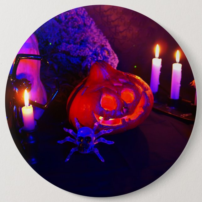 Neon-Kürbisse Button (Vorderseite)