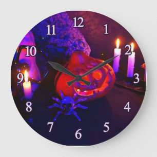 Neon-Kürbisse Große Wanduhr