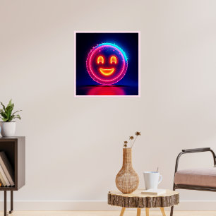 Neon-Lächeln: Helles Glückliches Leuchten Design Poster