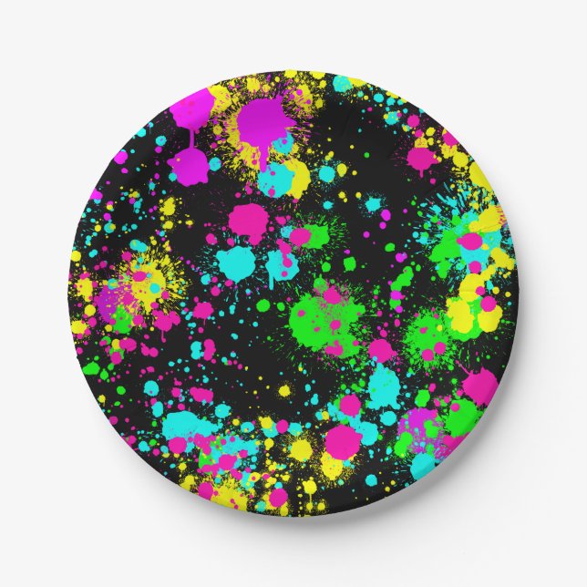 Neon Lackleuchte Geburtstag Pappteller (Vorderseite)