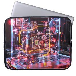 Neon Laptop Circuits Digitale Kunst Laptopschutzhülle