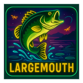 Neon Largemouth Bass Poster