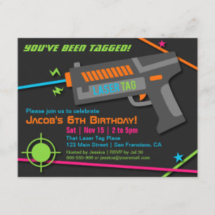 Neon Laser Tag Geburtstagsparty Einladungen