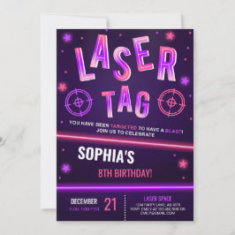 Neon Laser Tag Lila Einladung