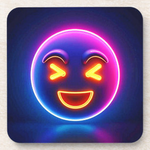 Neon Laughing Emoji Joy Getränkeuntersetzer