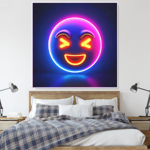 Neon Laughing Emoji Joy Leinwanddruck