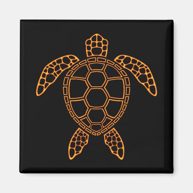 Neon Lava Sea Turtle Design Magnet (Vorne)