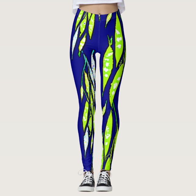 Neon Leaf Branch Pattern Leggings (Vorderseite)