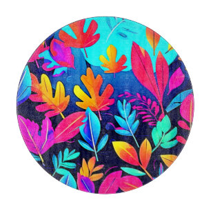 Neon Leaf Paradise Schneidebrett
