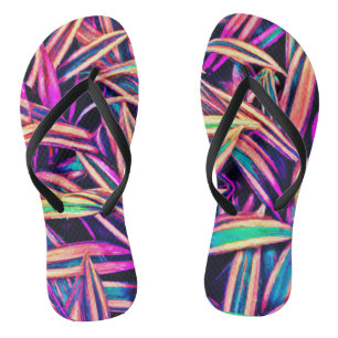 Neon Leaf Patterns enthüllt Flip Flops