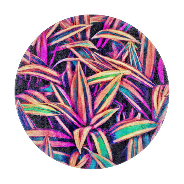 Neon Leaf Patterns enthüllt Schneidebrett (Vorderseite)