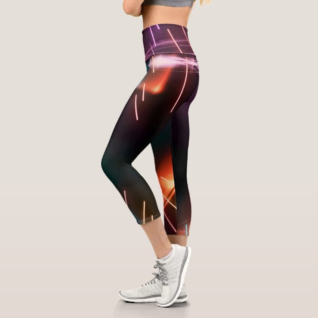 Neon Led Artistic Black Women Capri Leggings (Links)