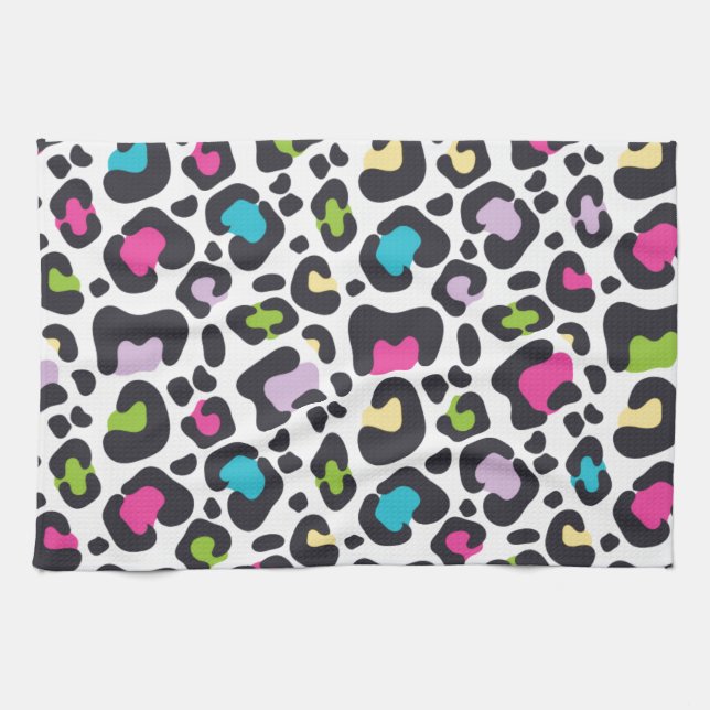 Neon Leopard Print Handtuch (Horizontal)