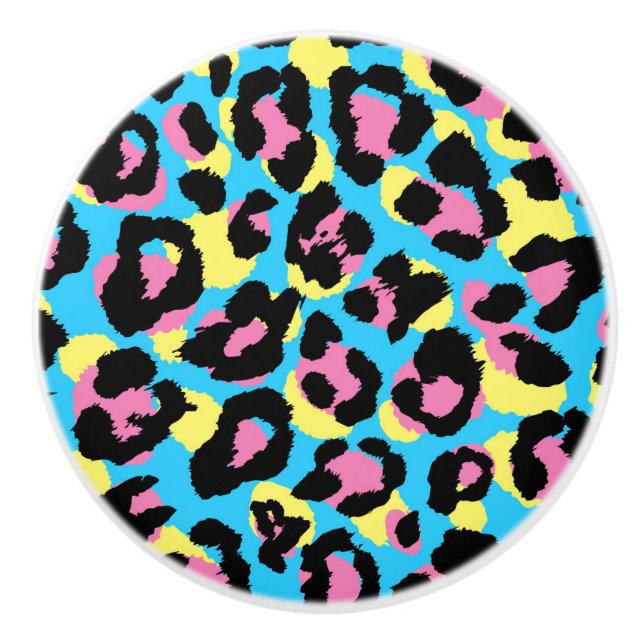 Neon Leopard Spots Muster Keramikknauf (Vorderseite)