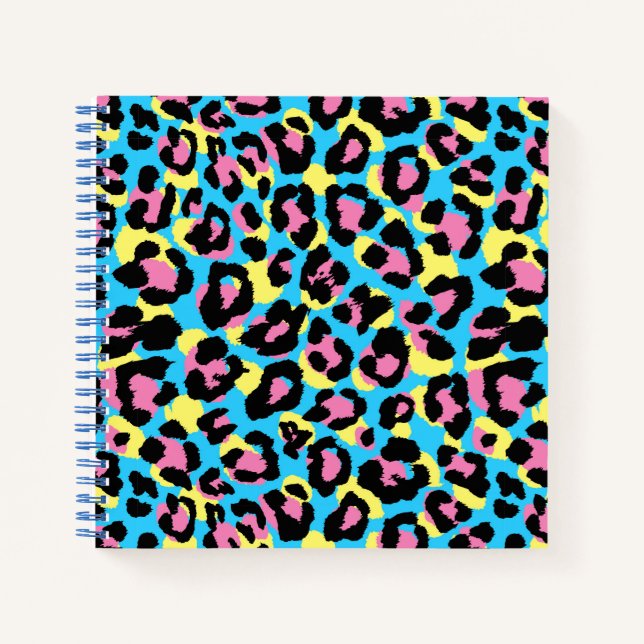 Neon Leopard Spots Muster Notizbuch (Vorderseite)