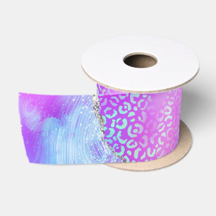 Neon-Leoparden-Achat Glamouröser abstrakter Stei Satinband
