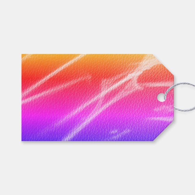 Neon leuchtend orange rote Streifen Regenbogenfarb Geschenkanhänger (Vorderseite (Horizontal))