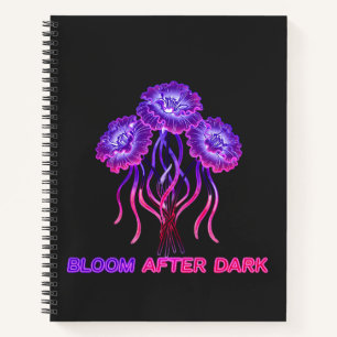 Neon-Leuchtende-Blumen-Schwarzes-Spiralnotizbuch Notizbuch