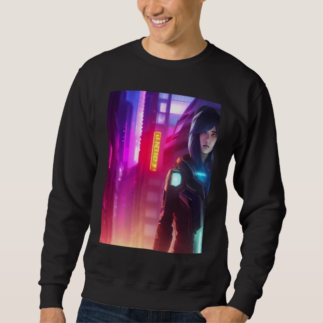Neon Leuchtende Frau Mädchen Rosa Rot Lila Blick S Sweatshirt (Vorderseite)