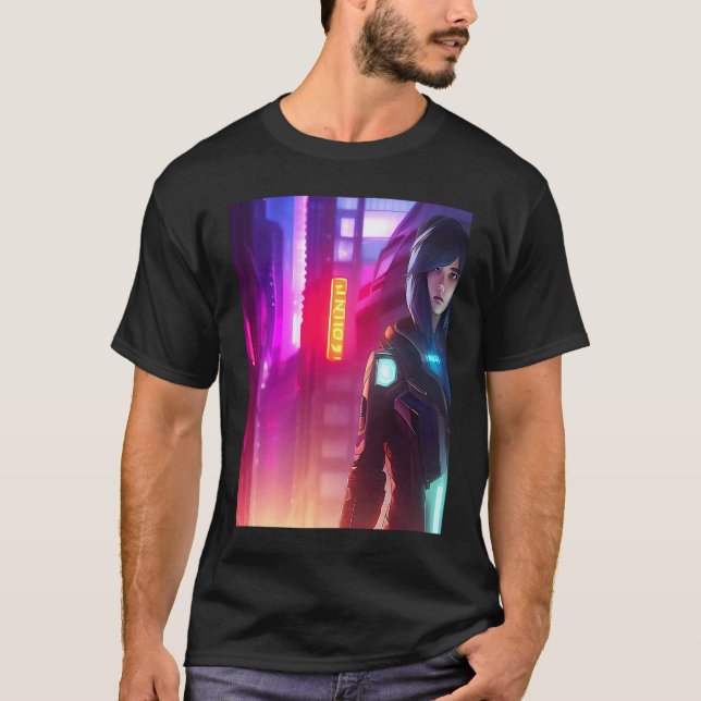Neon Leuchtende Frau Mädchen Rosa Rot Violett Blic T-Shirt (Vorderseite)