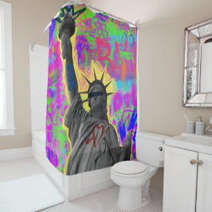 Neon Liberty Graffiti Duschvorhang