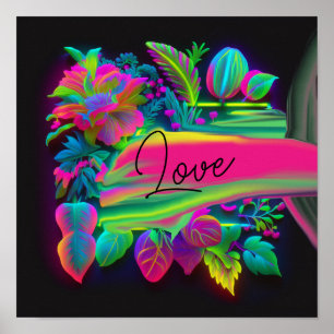 Neon Liebe Blooms Poster