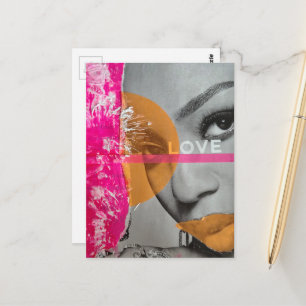 Neon-Liebe-Frau Mixed Media Collage  Postkarte