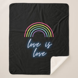 Neon Liebe ist Liebe Regenbogen Sherpadecke
