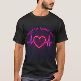 Neon Liebe Waves Heartbeat Mens Tshirt