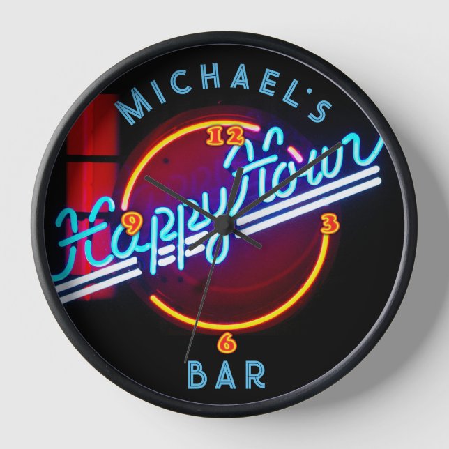 Neon Light BAR Personalisiert SIGN Man Cave Large  Uhr (Vorderseite)