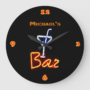 Neon Light BAR Personalisiert SIGN ManCave Große Wanduhr
