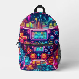 Neon Light Game Controller Bedruckter Rucksack