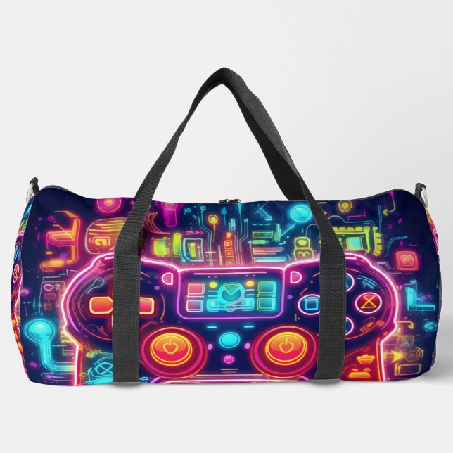 Neon Light Game Controller Duffle Bag (Vorderseite)