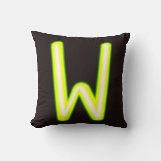 Neon Light Letter W Cushion Kissen (Vorderseite)