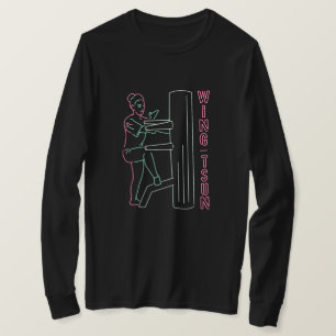 Neon Light Sign - Wing Tsun Frau Holzdusche T-Shirt