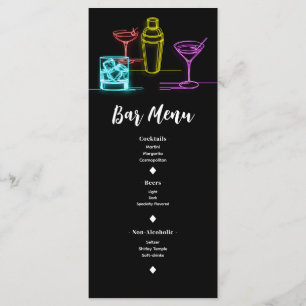 Neon Lights Cocktails Open Bar Menu Mariage