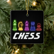 Neon Lights Schach Stücke Schach König Weihnachten