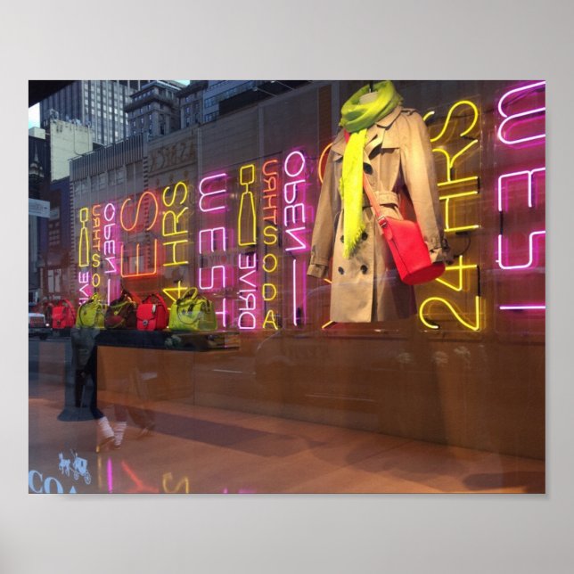 Neon Lights Store Window New York NYC Poster (Vorne)
