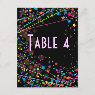 Neon Lights Sweet 16 Club Party Tischnummer Card